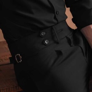 Black Split Two Buttoned Gurkha Trousers