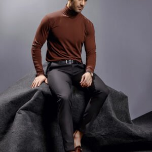 Chocolate Brown Full Sleeves Turtle Neck