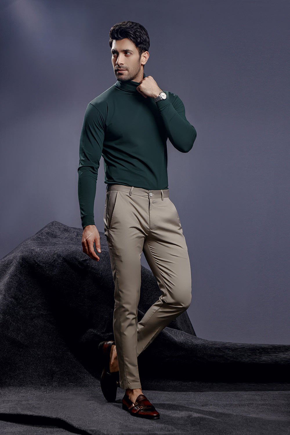 Forest Green Full Sleeves Turtle Neck - Image 2