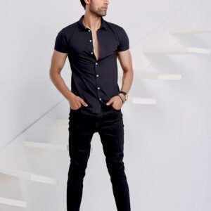 Black Half Sleeves Jersey Shirt