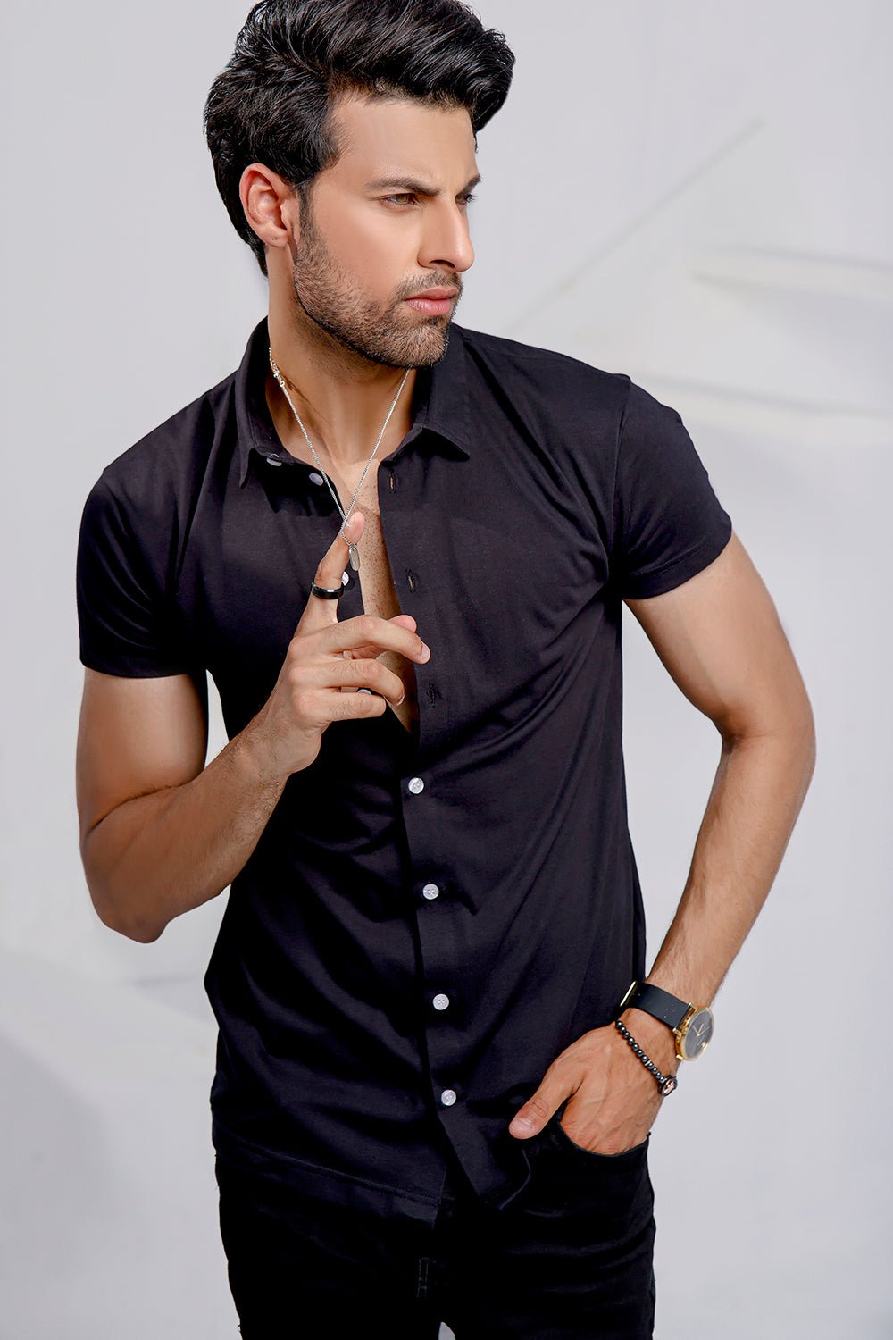 Black Half Sleeves Jersey Shirt - Image 5