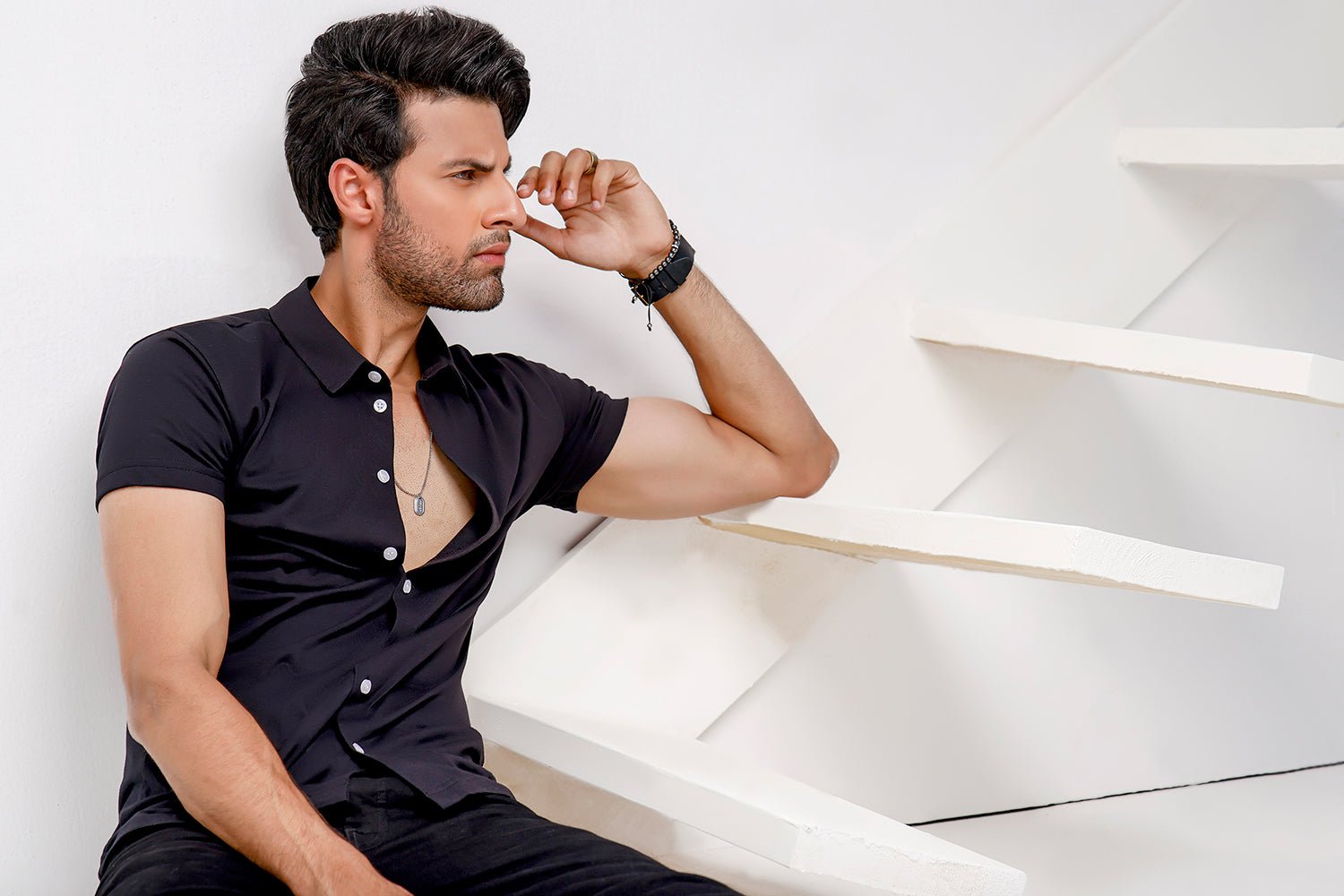 Black Half Sleeves Jersey Shirt - Image 3
