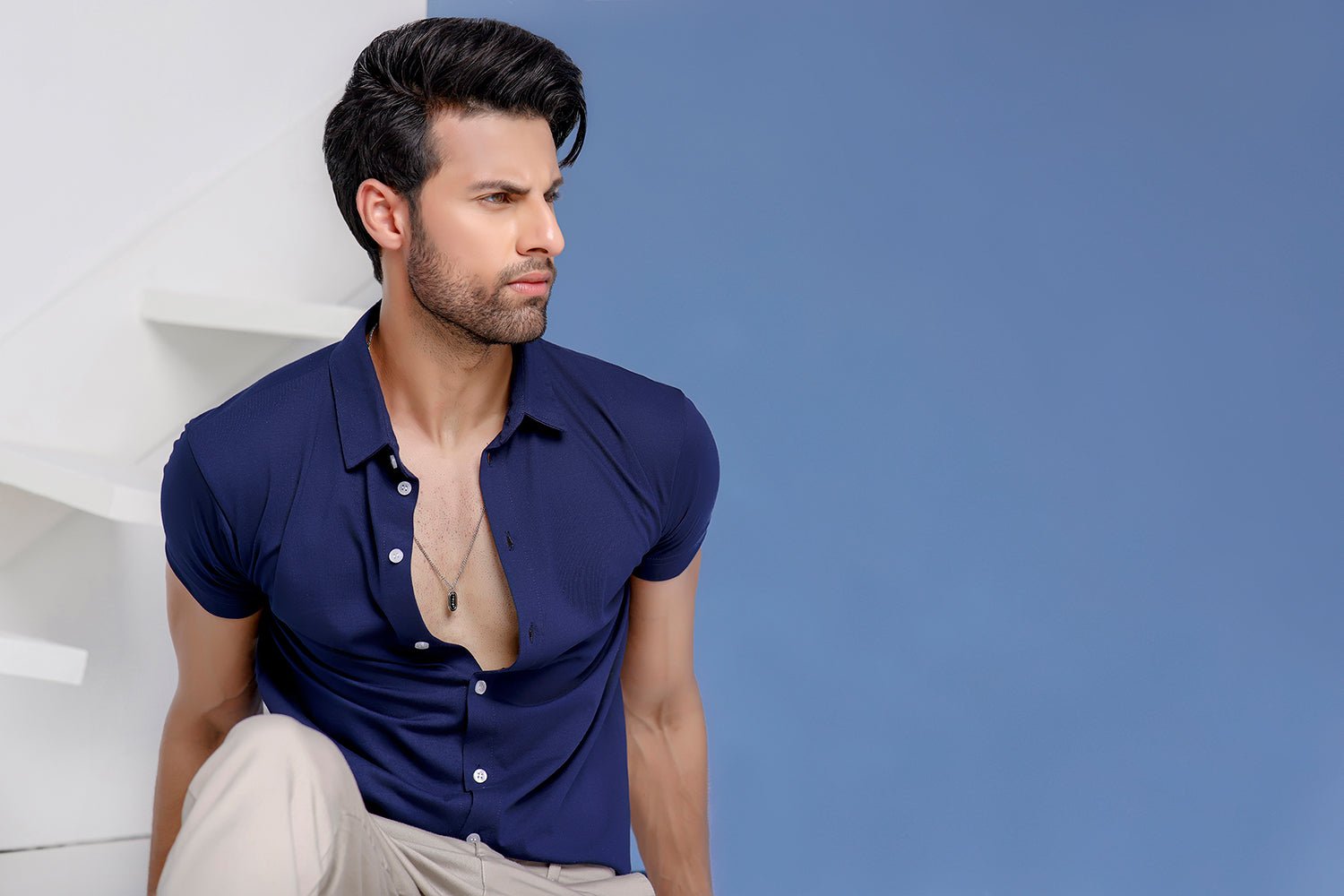 Navy Blue Half Sleeves Jersey Shirt - Image 3