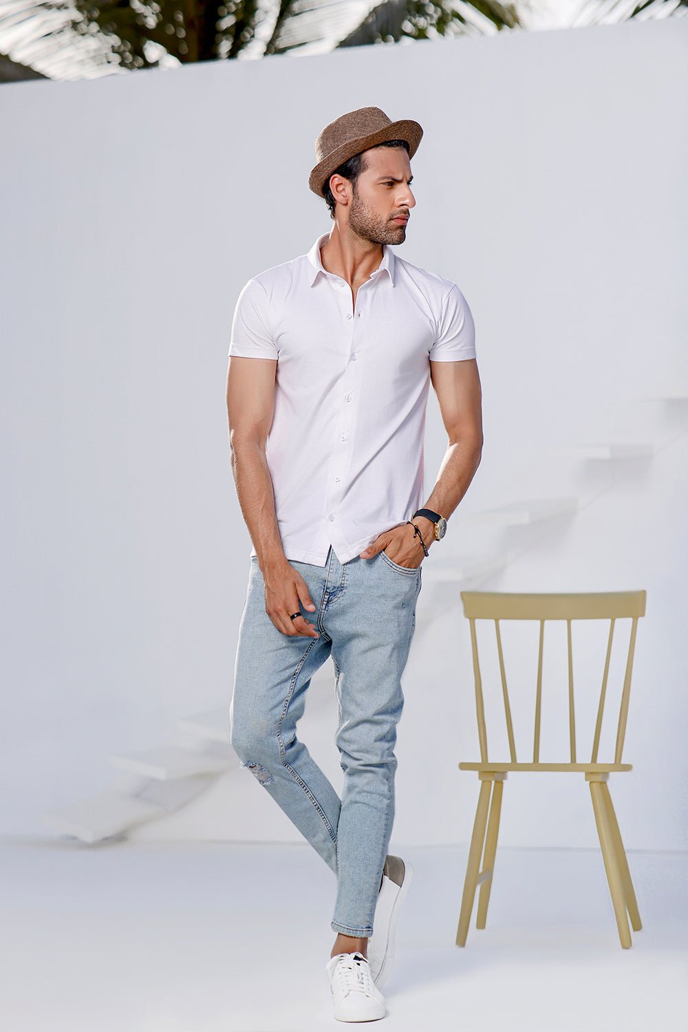 White Half Sleeves Jersey Shirt - Image 3