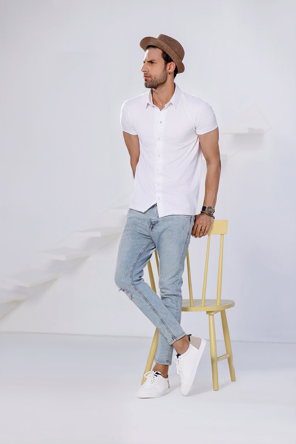 White Half Sleeves Jersey Shirt - Image 2
