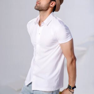 White Half Sleeves Jersey Shirt